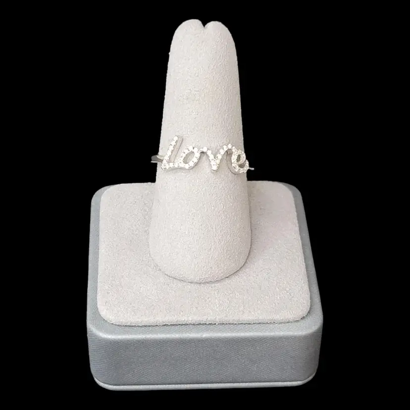 Sterling Silver 925 CZ Silver LOVE Letter Eternity Ring Size 10 Jewelry Gift