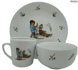 Vintage pier 1 imports set plate bowl mug cup snow