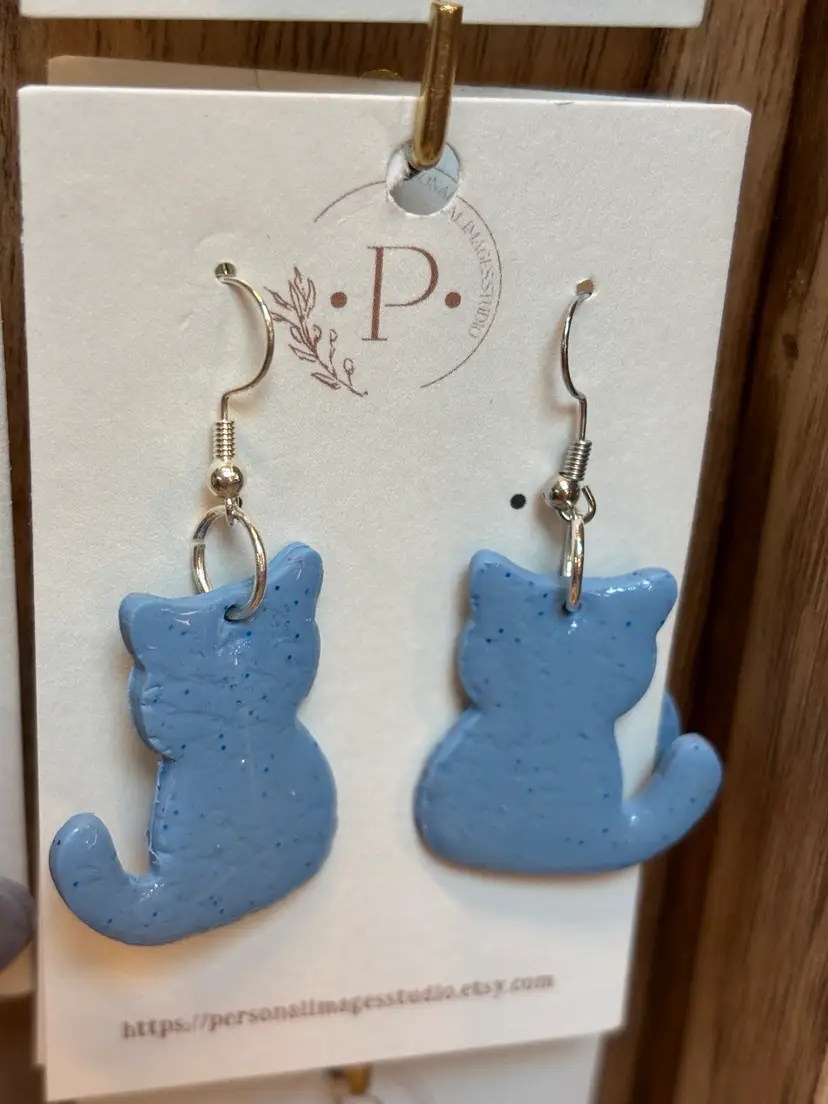 Cat Earrings Polymer Clay Handmade