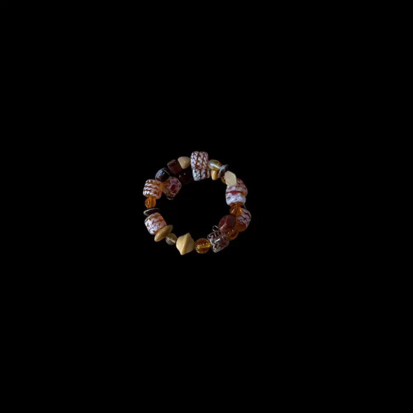 Caramel Art Glass Memory Wire Bracelet 7 1/4β KK26
