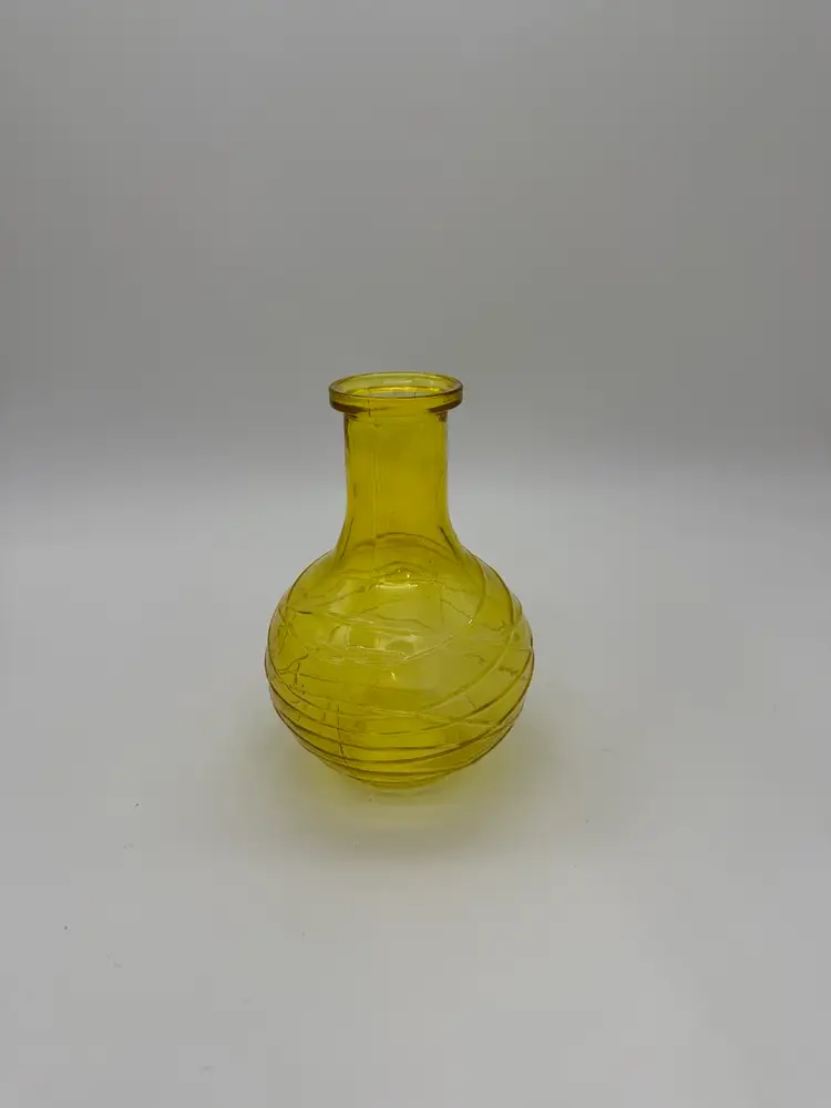 Decorative Honey Gold Art Glass 6” Bottle Vase Solid Swirl Pattern Vintage