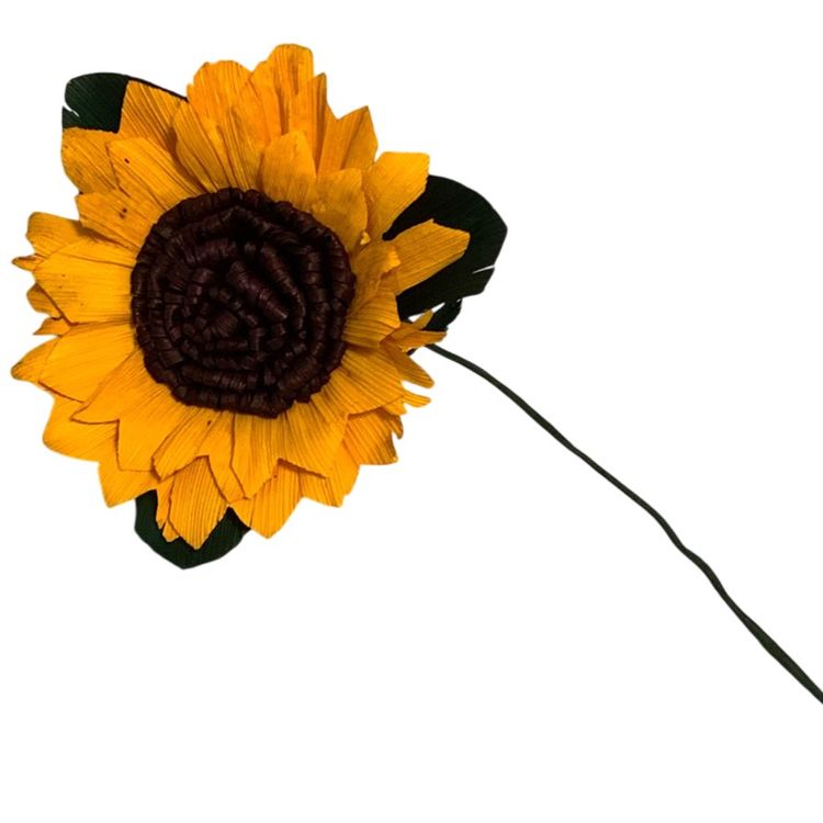 # 031 Handcrafted Golden Rod Corn Husk Sunflower  🌻 Flowers Super  5” Blossom Approximately 10” Long