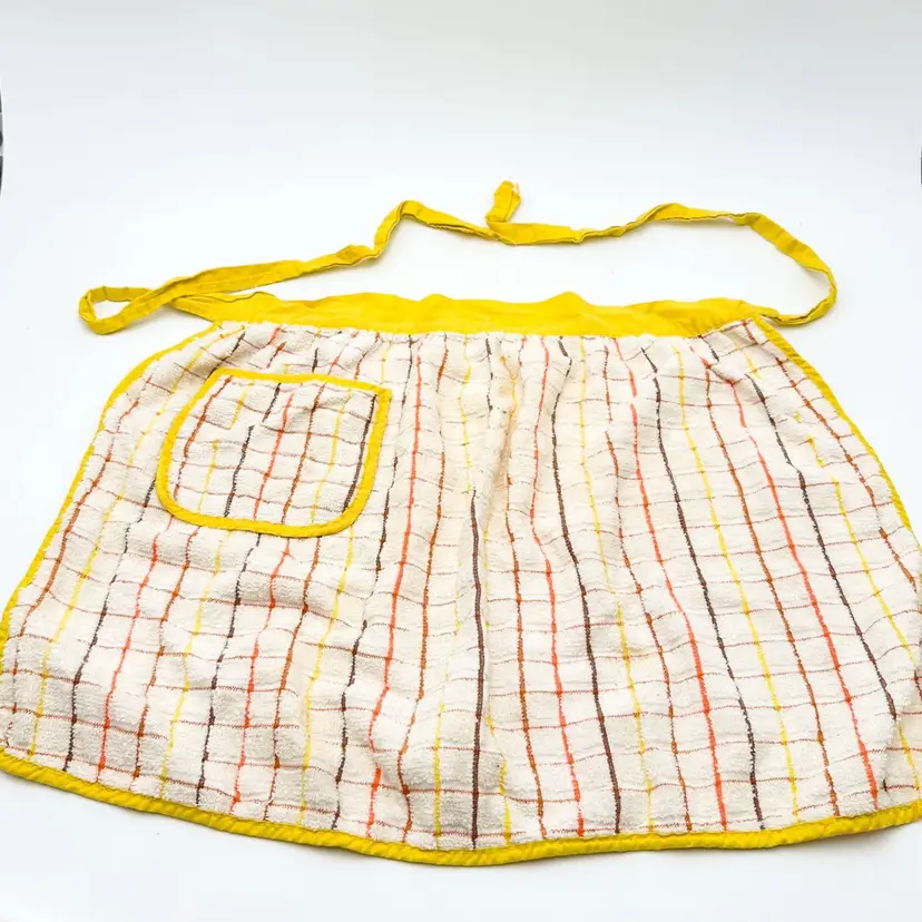 Vintage Handmade Dish towel Apron Yellow Accent 22 X 17