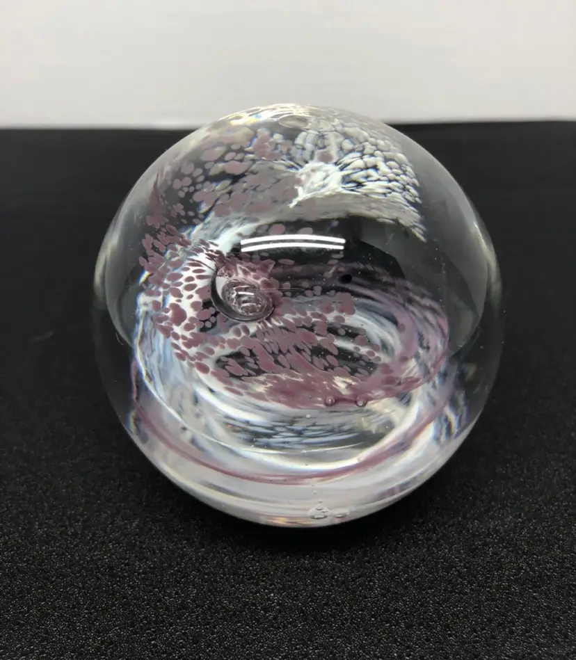 Hand-Blown Art Glass Swirled Flowers Paperweight