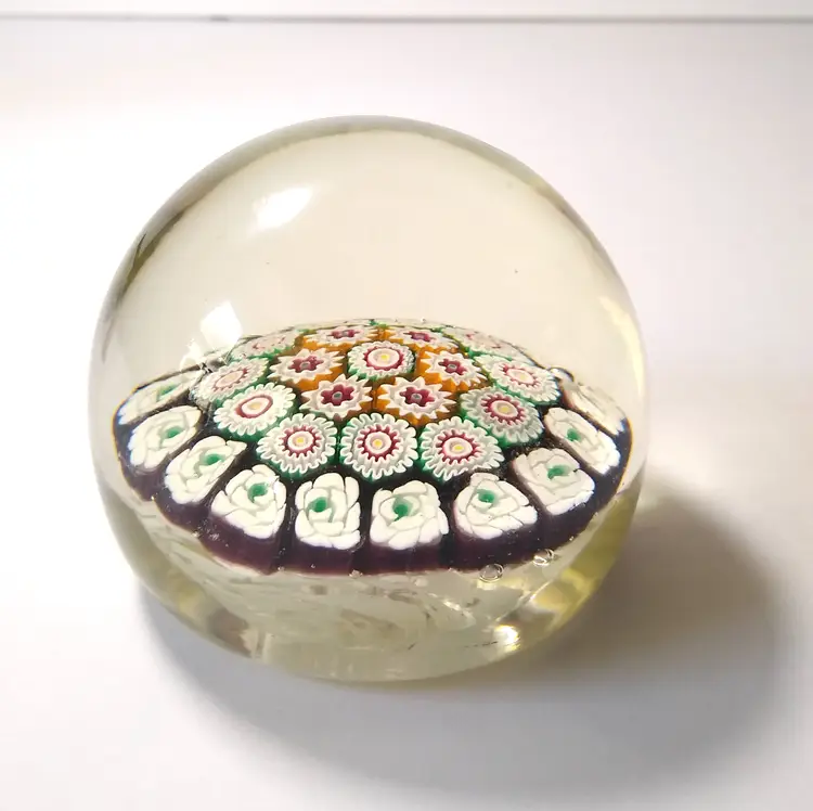Millefiore Clear Glass Paperweight