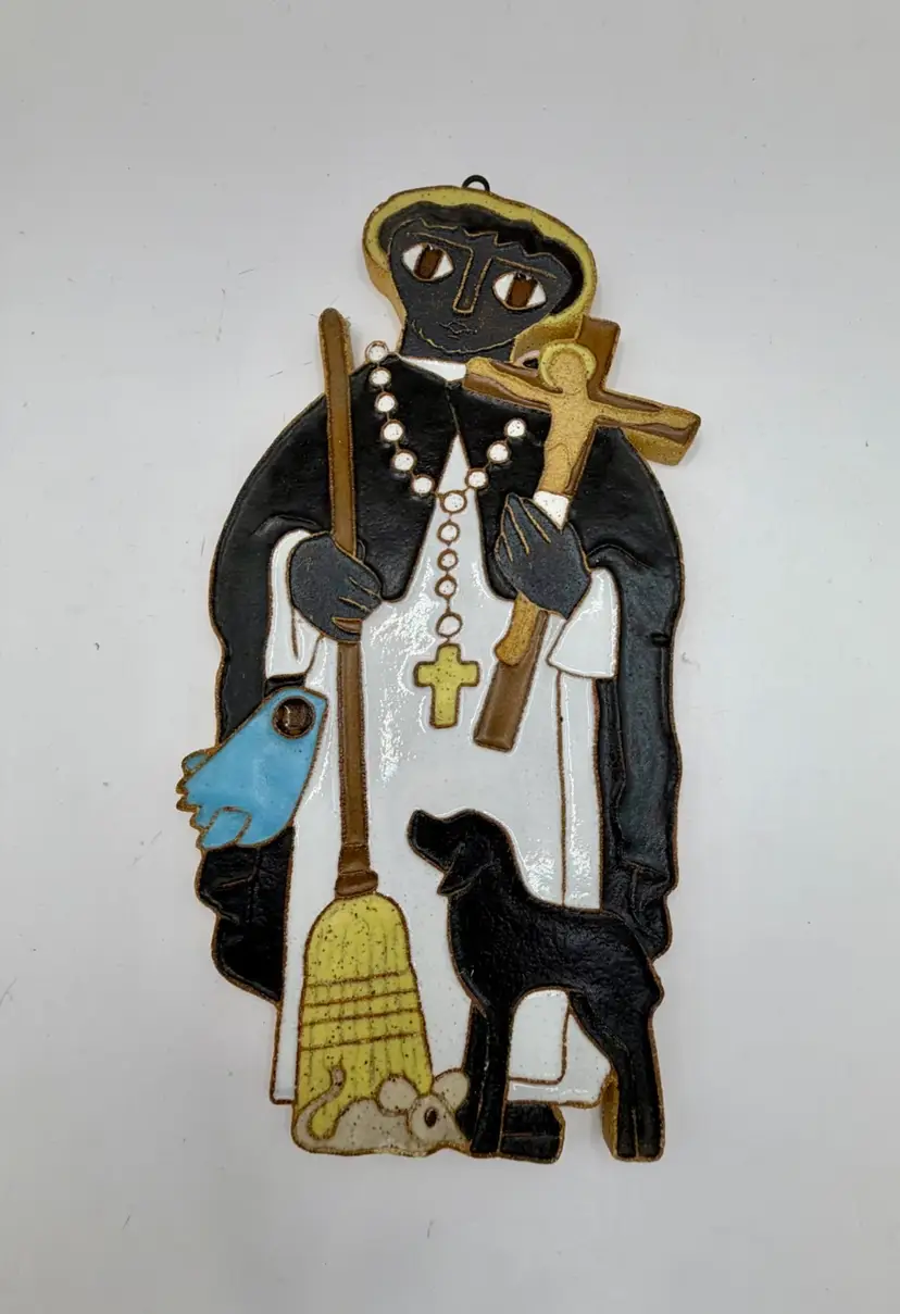 St Andrews Abbey Ceramics St. Martin De Porres  9.5" Wall Hanging Plaque