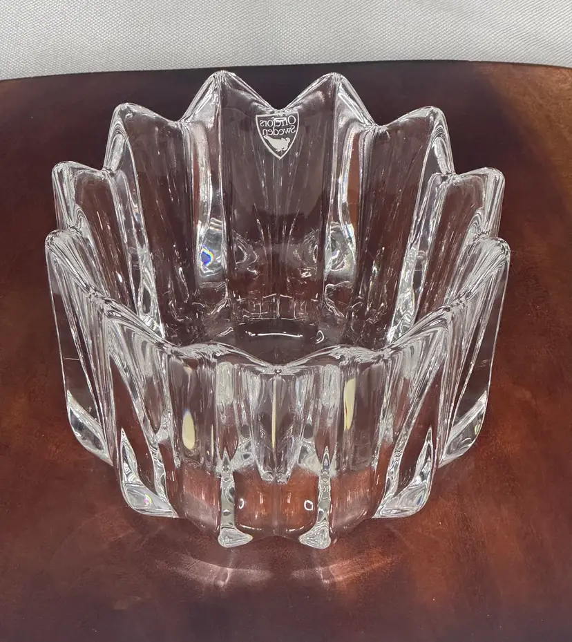 Orrefors Clear Crystal Bowl - Sticker Orrefors Sweden