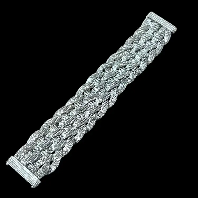 Silver-tone Braided Metal Mesh Bracelet w/ a Magnetic Clasp *read