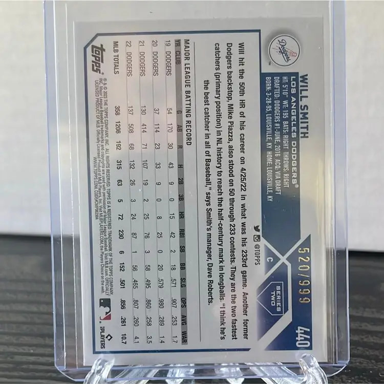 2023 Topps Series 2 Will Smith Blue Foil 520/999 - Los Angeles Dodgers 