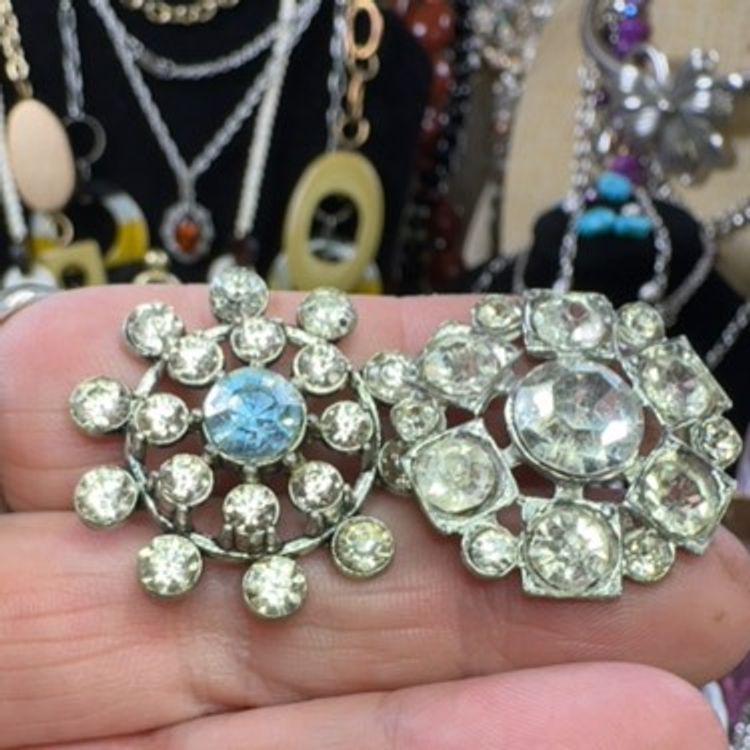 Lot Of 2 Rhinestone Buttons - Each Button Measures 1” Diameter