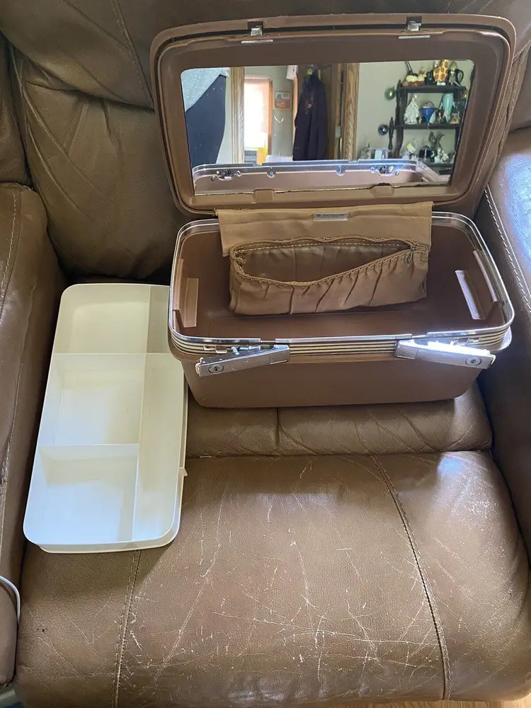 Vintage Samsonite Concord Train Makeup Case Traveler Bag Brown NO KEY