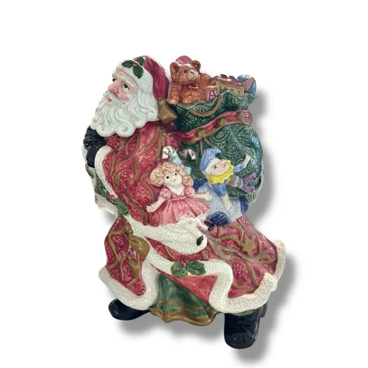 Fitz and Floyd Santa Claus Cookie Jar Kris Kringle  1995 Christmas Toys Large