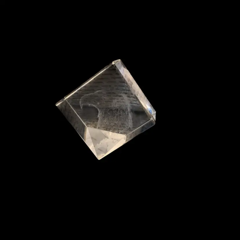 Crystal Laser Etched Eagle Paperweight 1 1/2 X 1 1/2 X 1 Inches