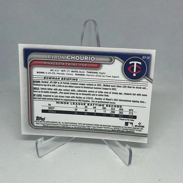 2024 Bowman Chrome 1st Bryon Chourio #BCP-129 Minnesota Twins