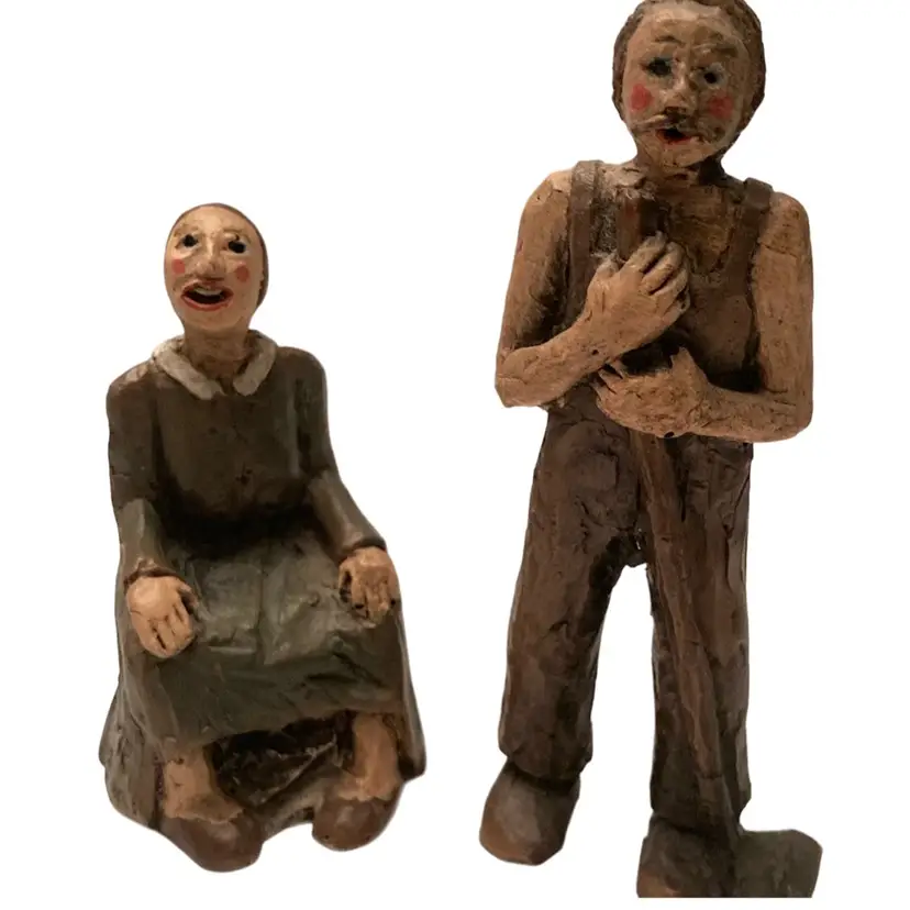 Folk Art Resin Figurines Marked GWR ‘86