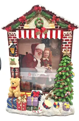 Resin Christmas Picture Frame Fireplace Stockings Tree Toys