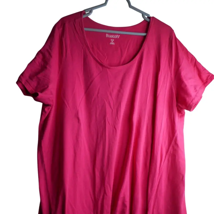 Roaman's Scoop Neck Swing tunic Tee Size 2x 26/28 Raspberry Pink