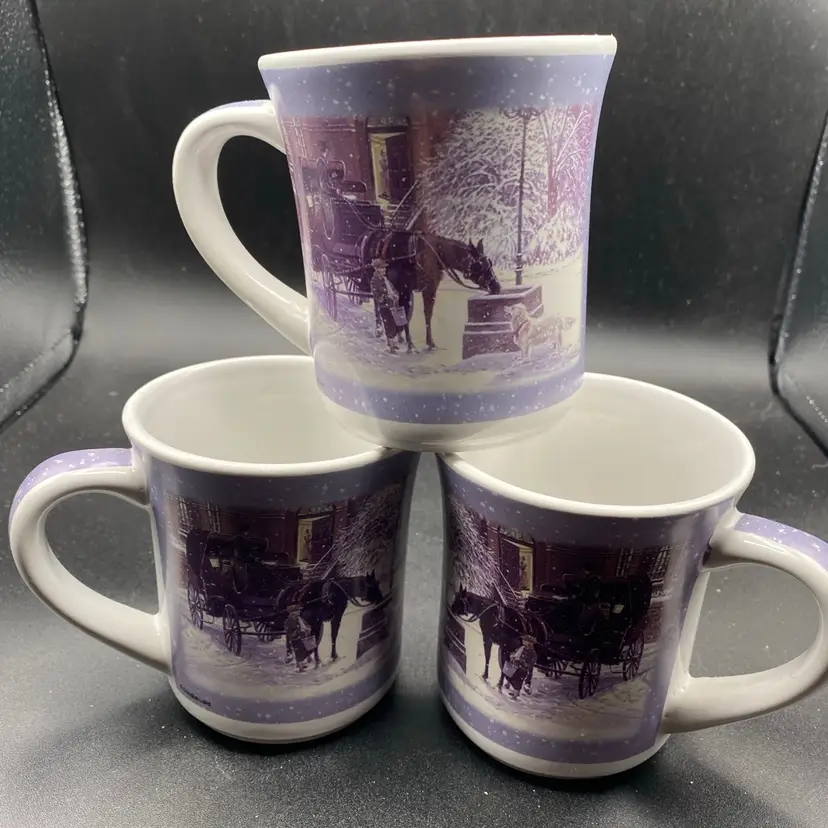 3-Douglas Laird Coffee Mugs Snow Scene