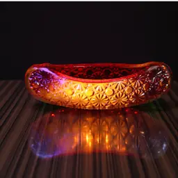 Fenton Amberina Daisy & Button Canoe Nut Dish Cadmium Glow UV Reactive Vintage Art Glass