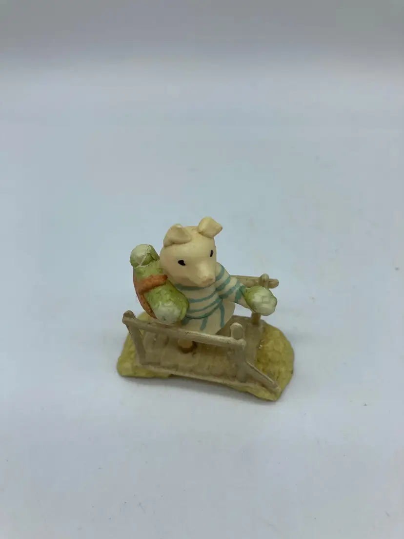 1980’s Beatrix Potter Little Pig Robinson Toriart Anri Figurine- Small Italian Anri Little Pig Robinson Figurine