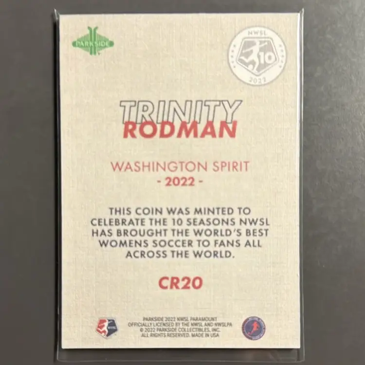 Trinity Rodman 2022 Parkside Paramount Coin - Washington Spirit - 500 Print Run - Women’s Soccer