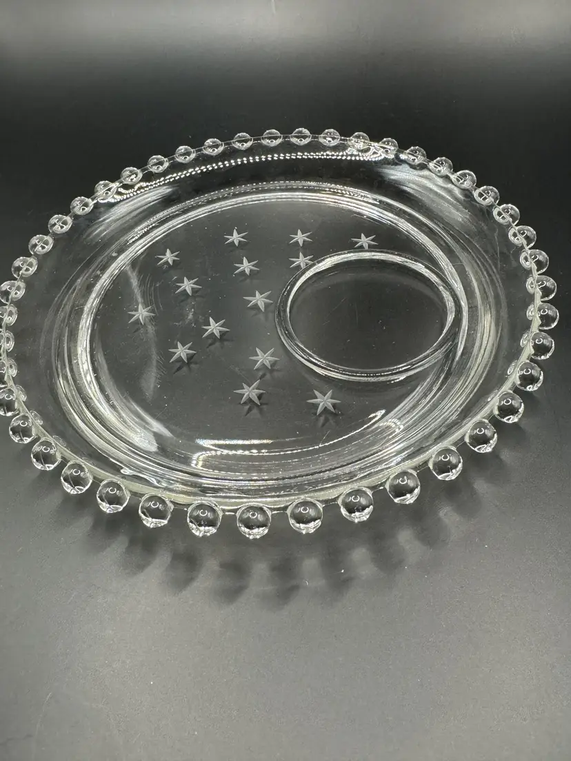 Vintage Candlewick Starlight Canapé Plate, Blown Glass, By Imperial Glass, Made In Ohio, Discontinued Piece