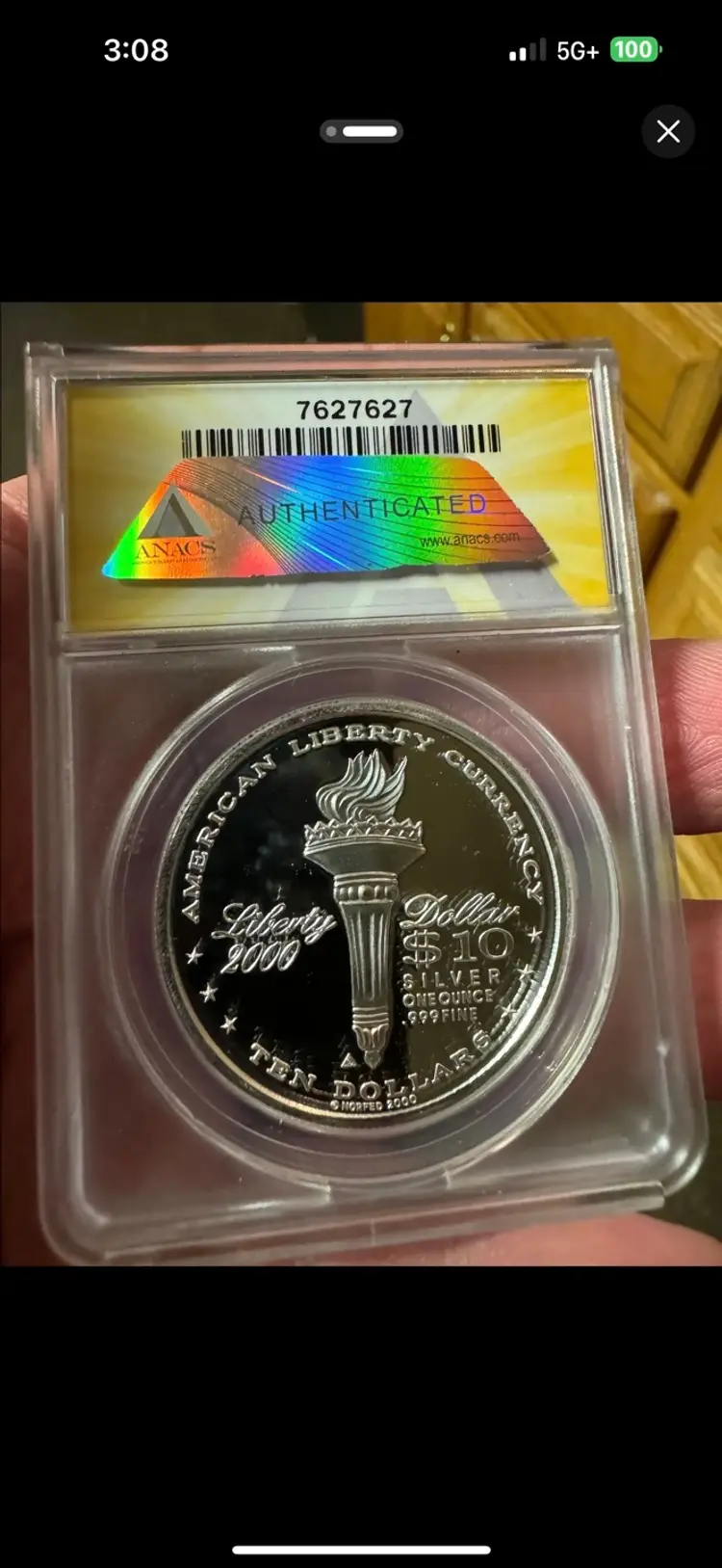 2000 Token Liberty Dollar Proof $10 1 OZ .999 Silver PF 69 DCAM