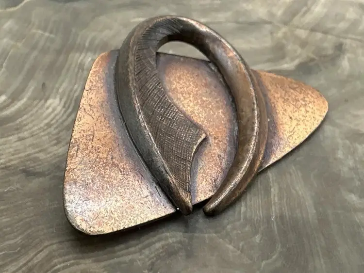 2 Artisan Modernist Solid Copper Brooches