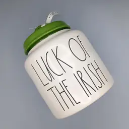 Rae Dunn "Luck Of The Irish" Canister With Green Lid