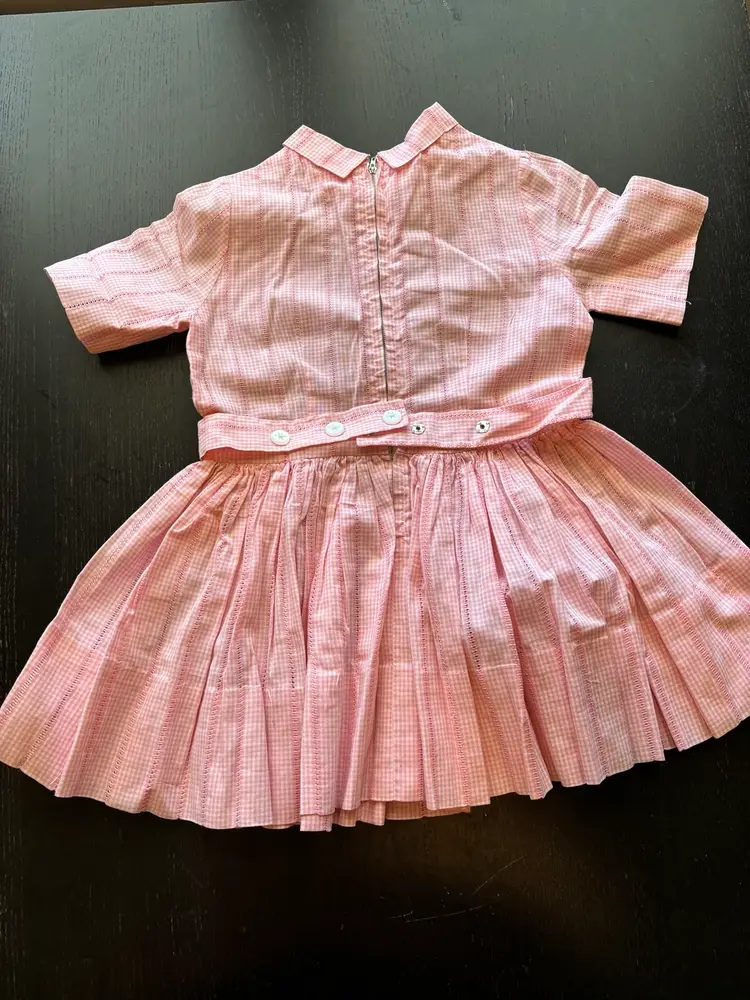 Pink Vintage Gingham Dress Handmade 