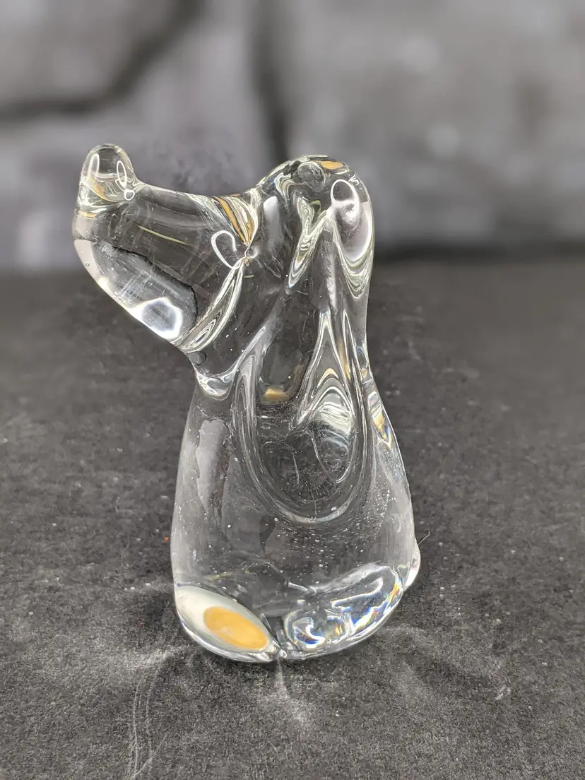 Art Glass Dog Paperweight Figurine Nose Up Interpur Taiwan Hound Gift Vintage