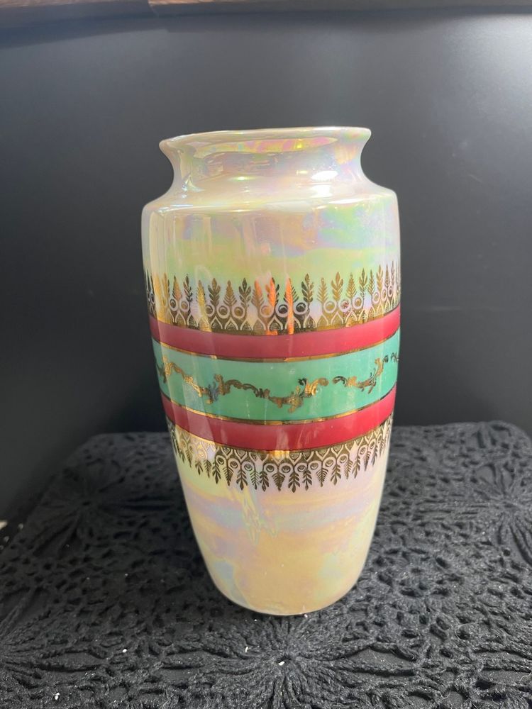 Lusterware Made in Germany, Iridescent Flower Vase.
