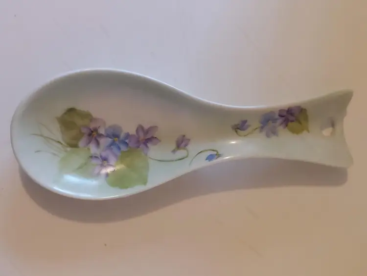 Hand Painted Springtime Flowers Ceramic Spoon Rest