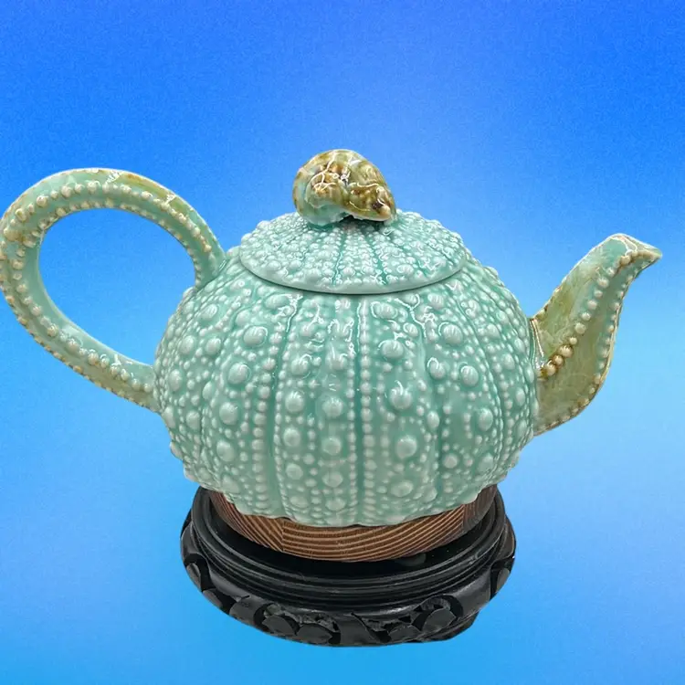 Beautiful Sea Foam Green Pottery Nautical Tea Pot “Tea Urchin”