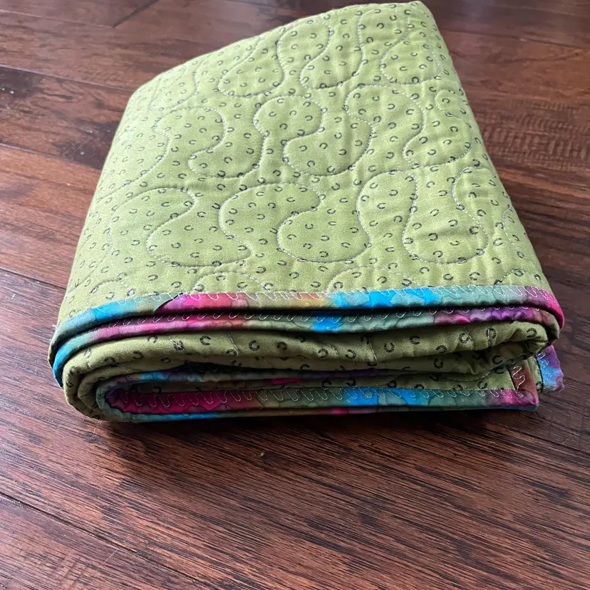 Quilted Baby Blanket Mini Horseshoes Green & Purple