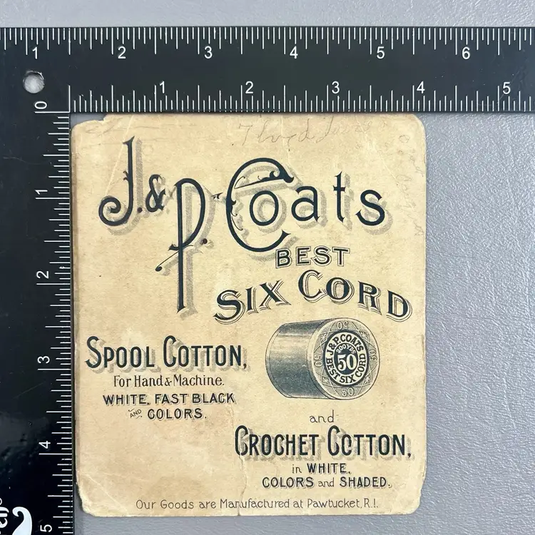 Victorian Trade Card J&P Coats Best Six Cord Spool Cotton Soldier Rabbits 4x5"