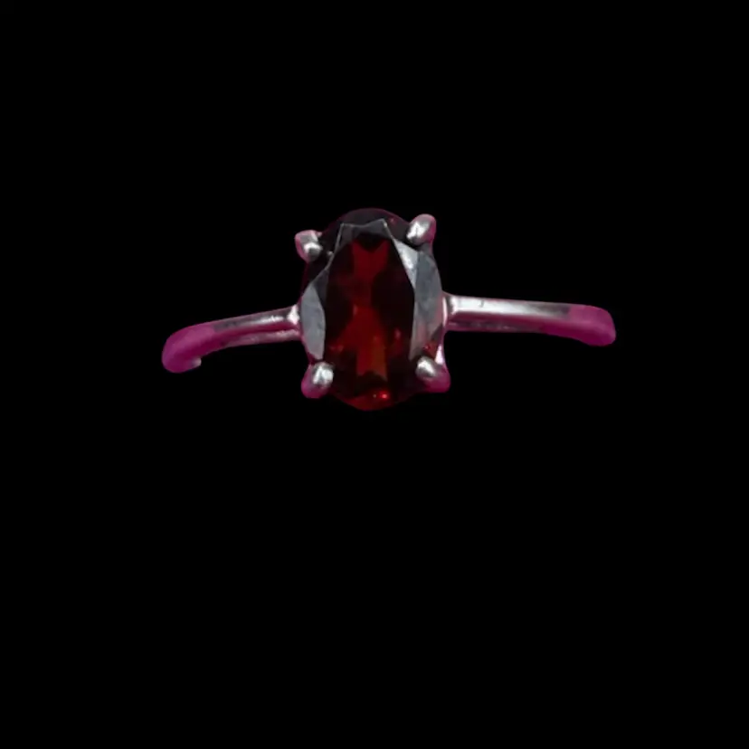 Sterling Silver 925 And Red Tourmaline Ring- Size 6