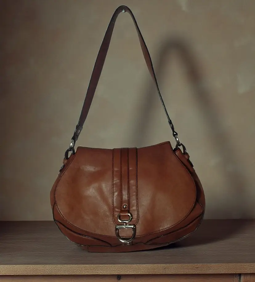 Vintage Etienne Aigner Flap Satchel Saddlebag Shoulder Purse Brown Equestrian