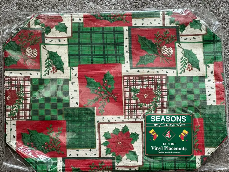 Vintage Seasons Of Style Vinyl Christmas Placemats