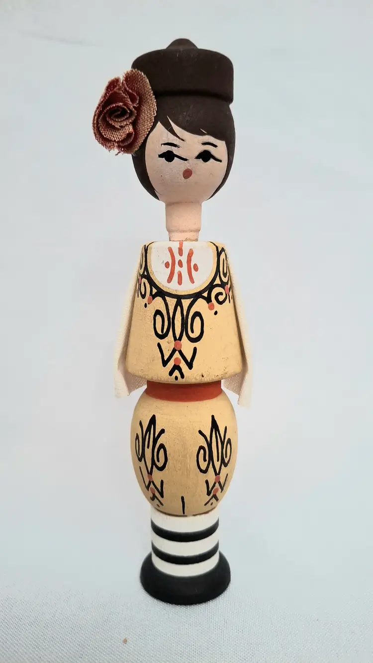 Vintage Bulgarian Wooden Doll Perfume Bottle – Natural Rose Perfume Container