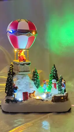 Carole Towne Collection 2019 Jen’s Balloon Rides Comes With Box - Santa Christmas Village Decor Lights and Music -Works