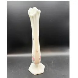 Westmoreland Hand-Painted Milk Glass Swung Vase -9 1/2 In