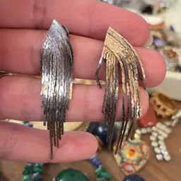 Silver tone Fringe Dangle Pierced Earrings