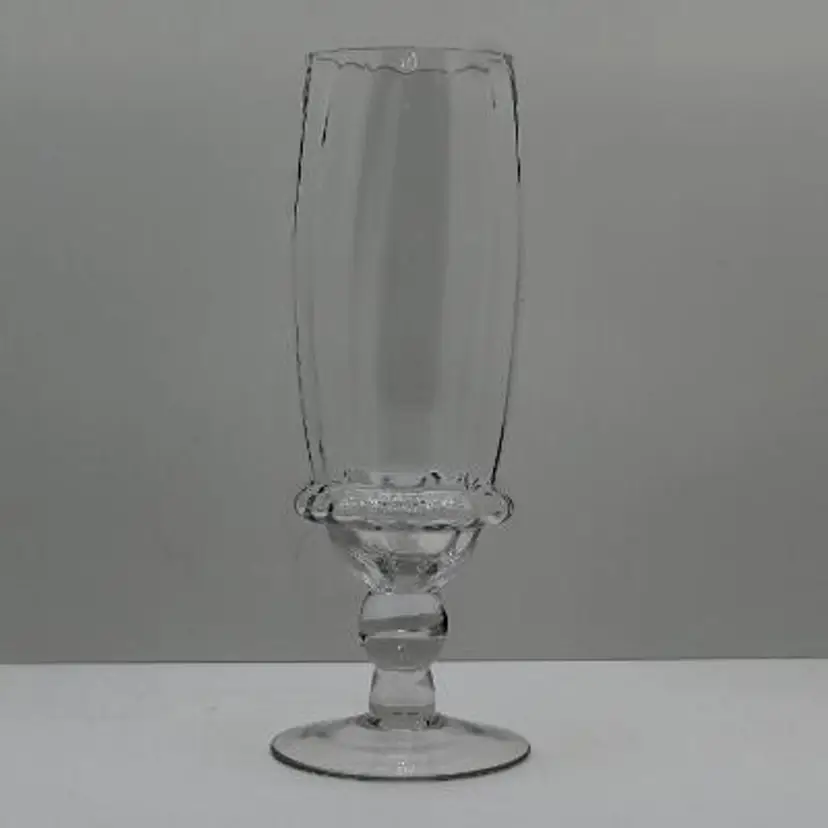 Vintage Clear Barrel Stave Glass Pedestal Vase