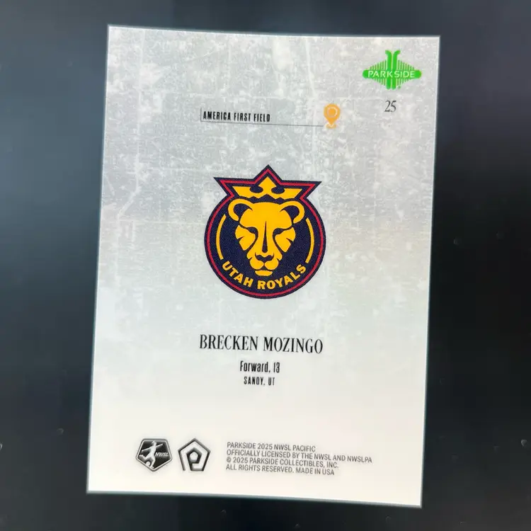 Brecken Mozingo 2025 Parkside NWSL Pacific Hometown /99 Soccer Card