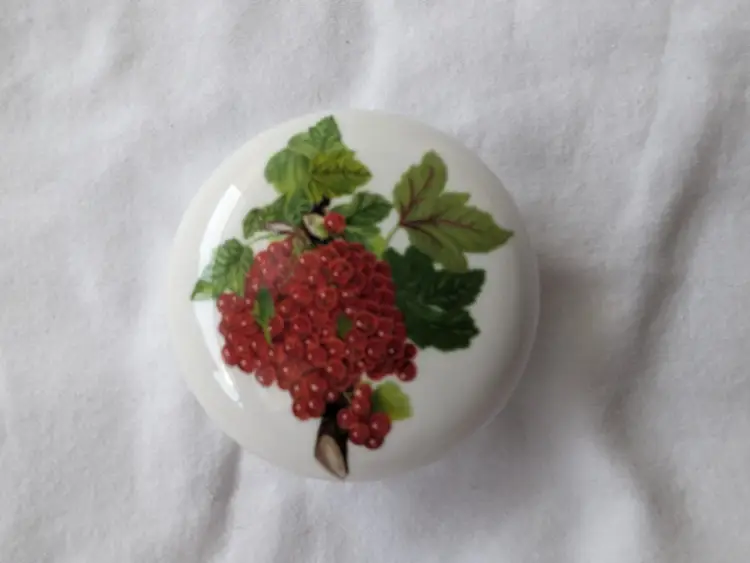 Portmeirion Pomona Red Current Porcelain Round Trinket Box Discontinued