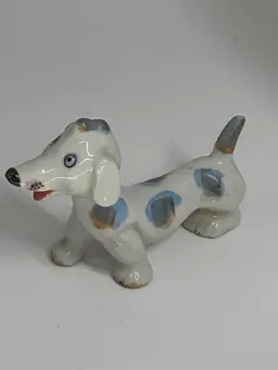 Vintage Ceramic Dachshund Figurine from Occupied Japan, 2.75" Tall x 4" Wide