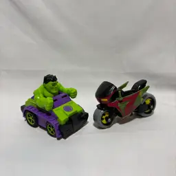 Small Toys Lot of Toy. Hulk in Car and Batman Batcycle