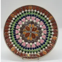Vintage Mosaic Tile Tray Plate Dish Serving Display Japan 11.5”