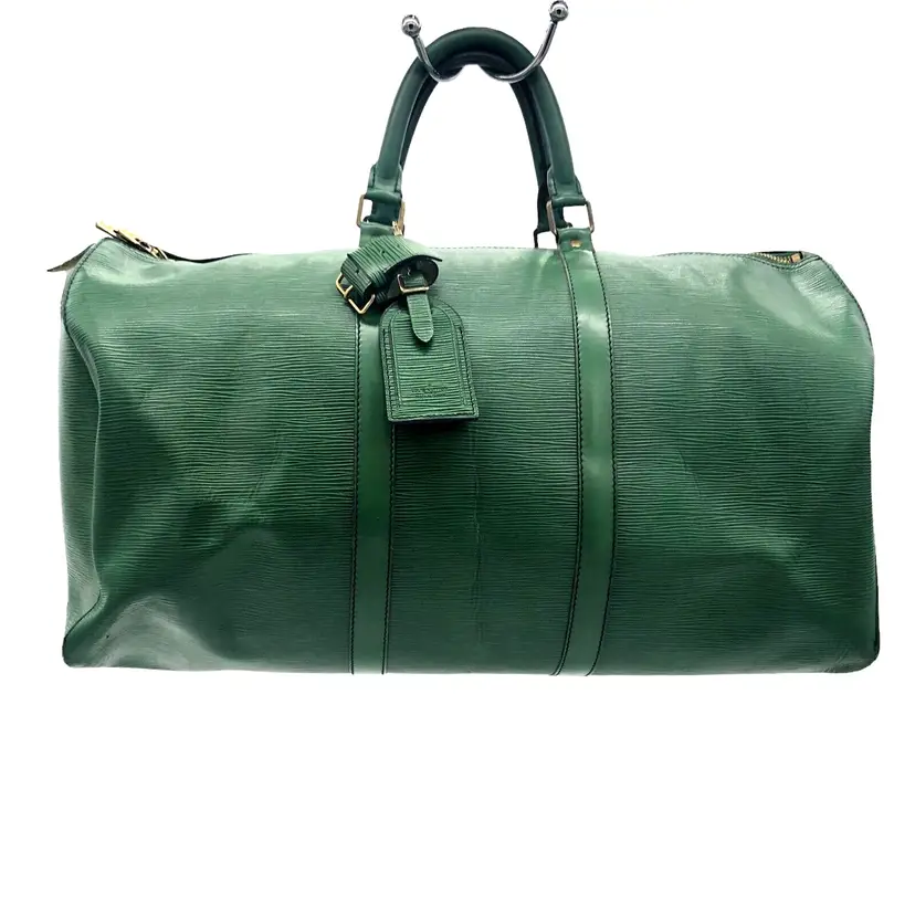 Accessories Hard To Find! Luggage Designer Duffle LOUIS VUITTON Epi Keepall 50 Boston Bag Green M42952 - W/Luggage Tag + Poignet